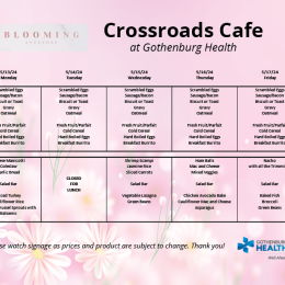 Cafe menu for May 13-17